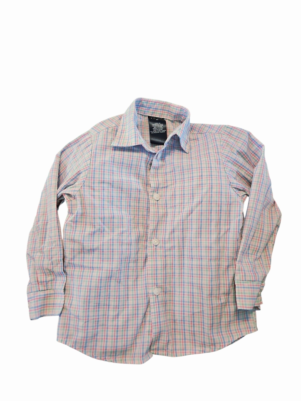 Boys Plaid Button-Up Shirt - Pastel Pink Blue Green Izod Size 4t Church